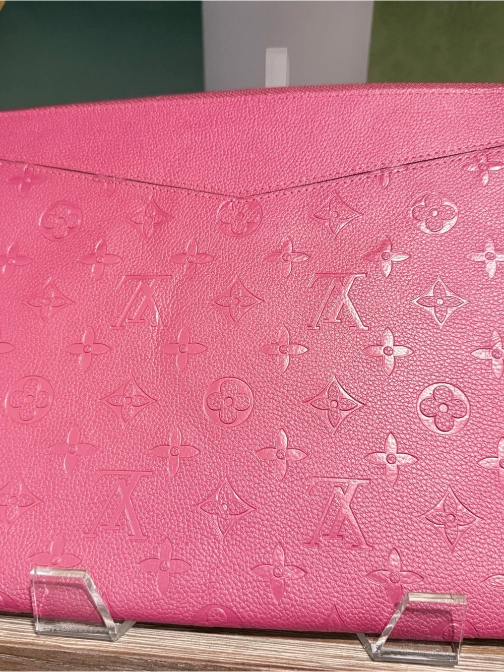 Louis Vuitton Pink Embossed Monogram Clutch